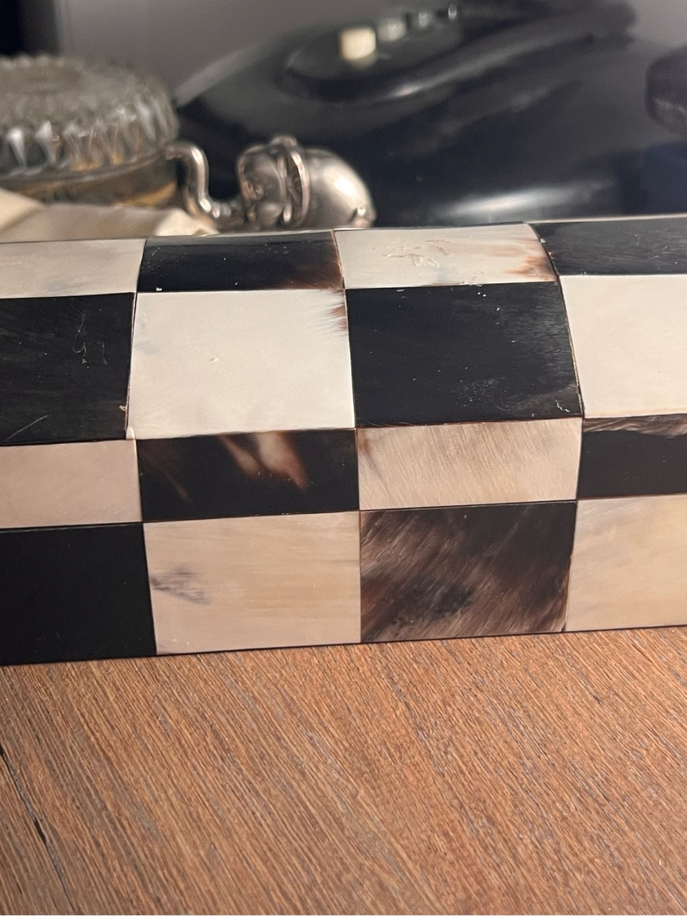 Checkerboard Horn Inlay Decorative Box